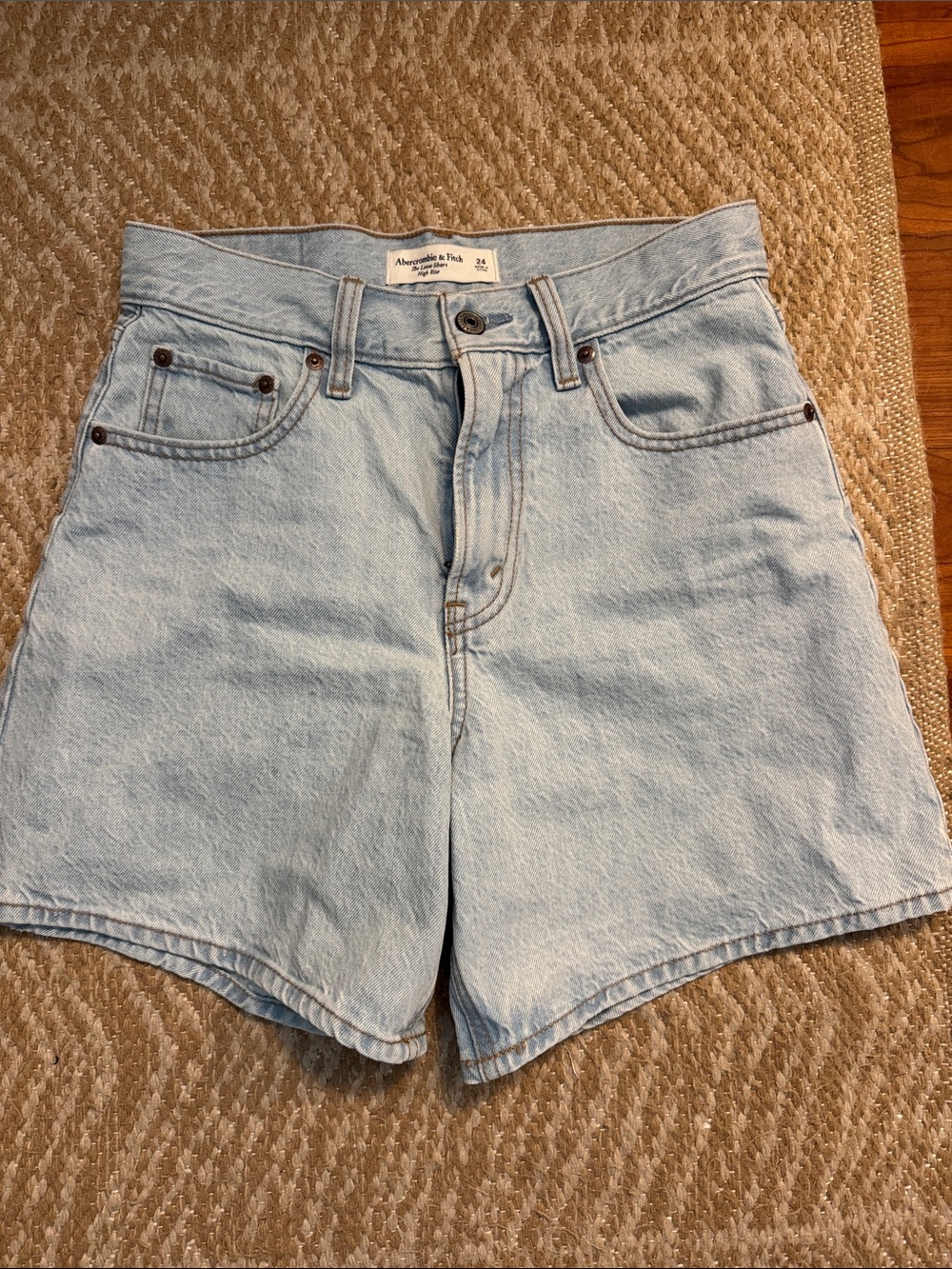 Abercrombie & Fitch Light Blue High-Rise Denim Shorts